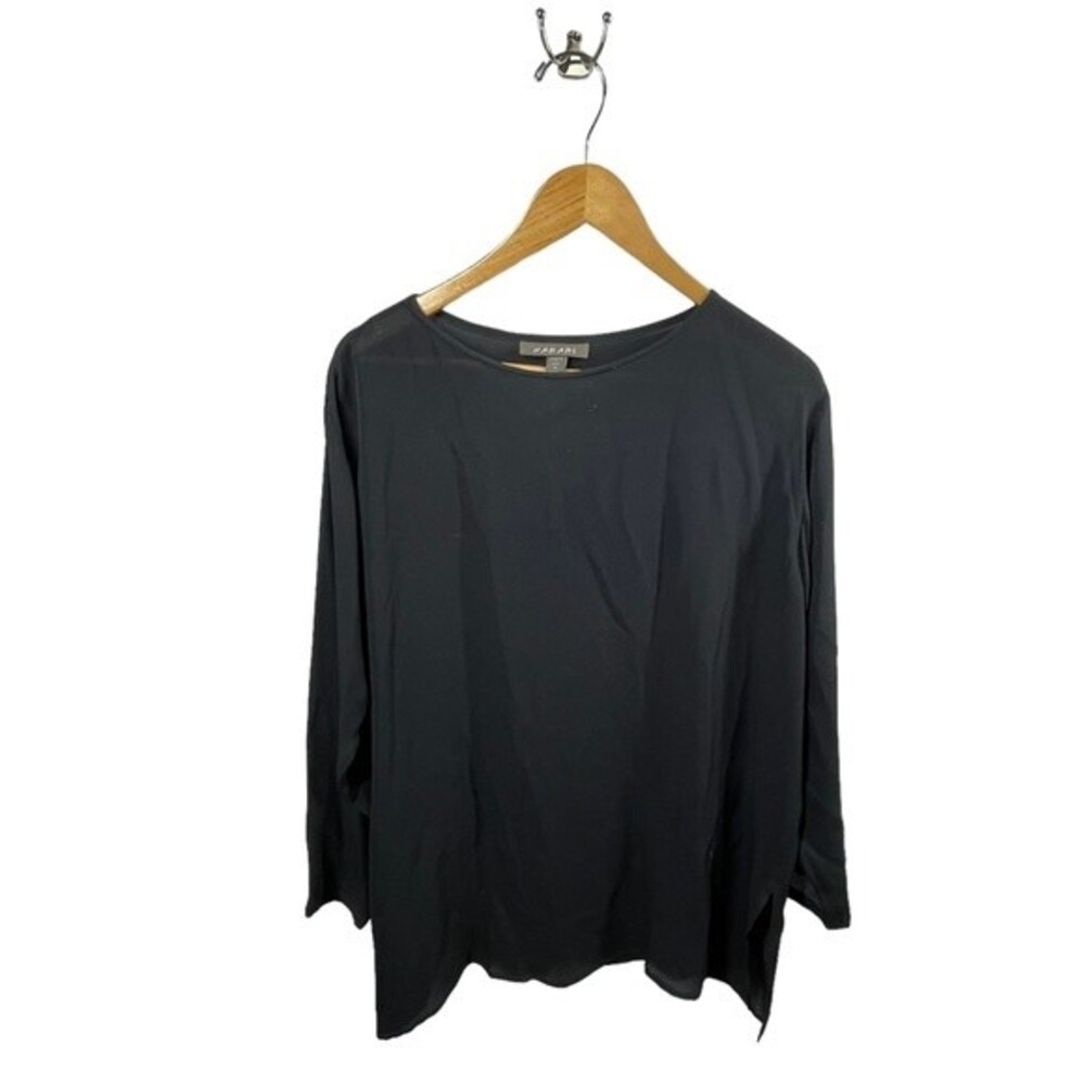 Harari 100% Silk Black Tunic Blouse Top